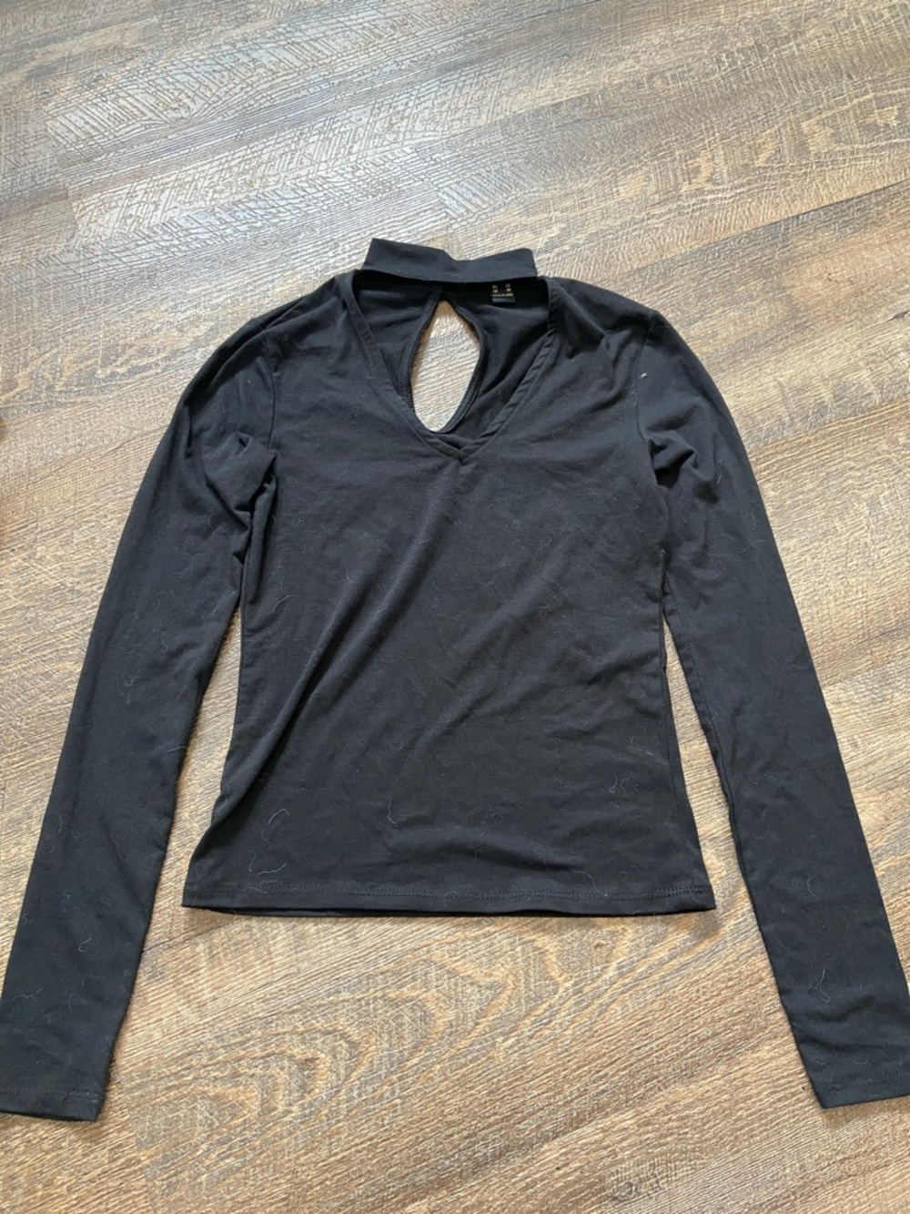 Revamped Black Long Sleeve Keyhole Tee
